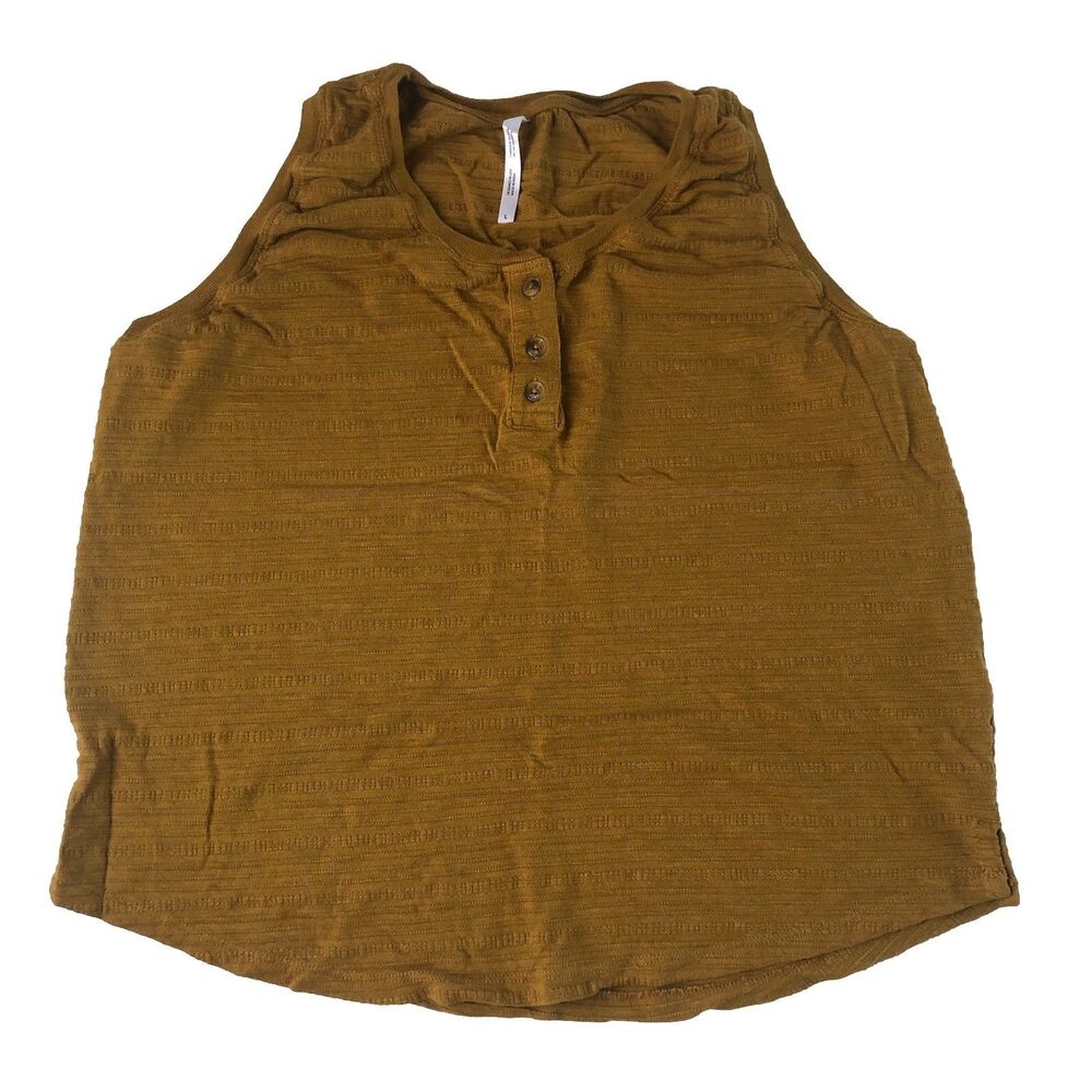 KÜHL Women’s Large Mustard Yellow Henley Tank Top Sleeveless Textured Knit 8540
